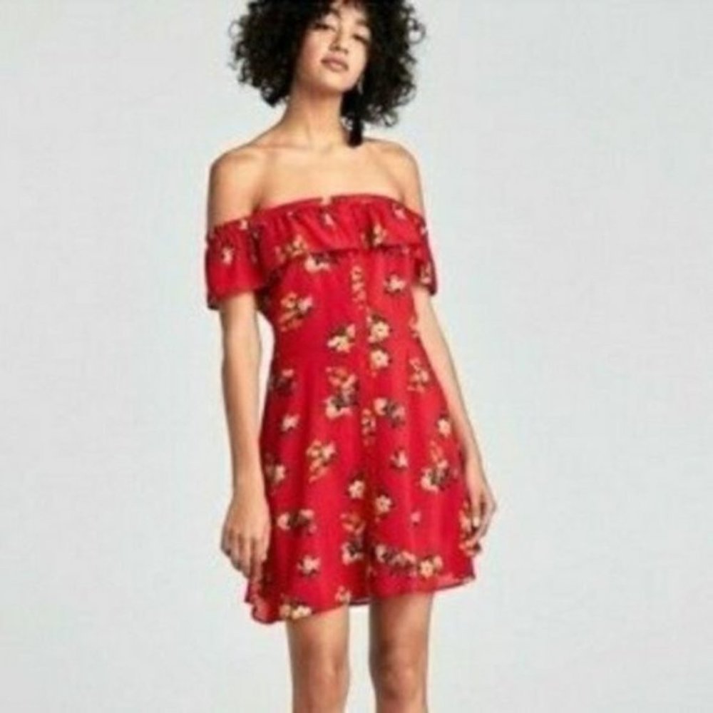 ZARA Woman Over The Shoulder Floral Dress S